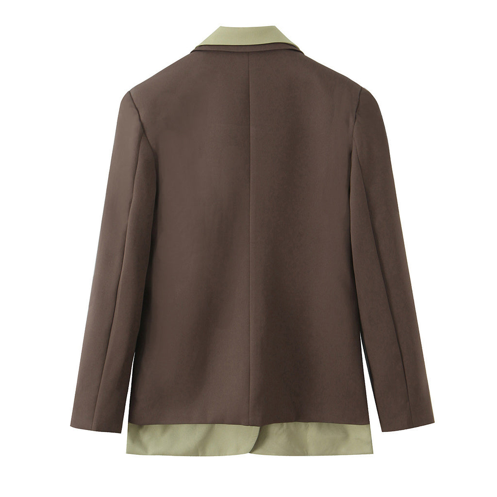 DIANA Splicing Double Breasted Suit Jacket