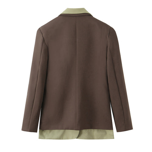DIANA Splicing Double Breasted Suit Jacket