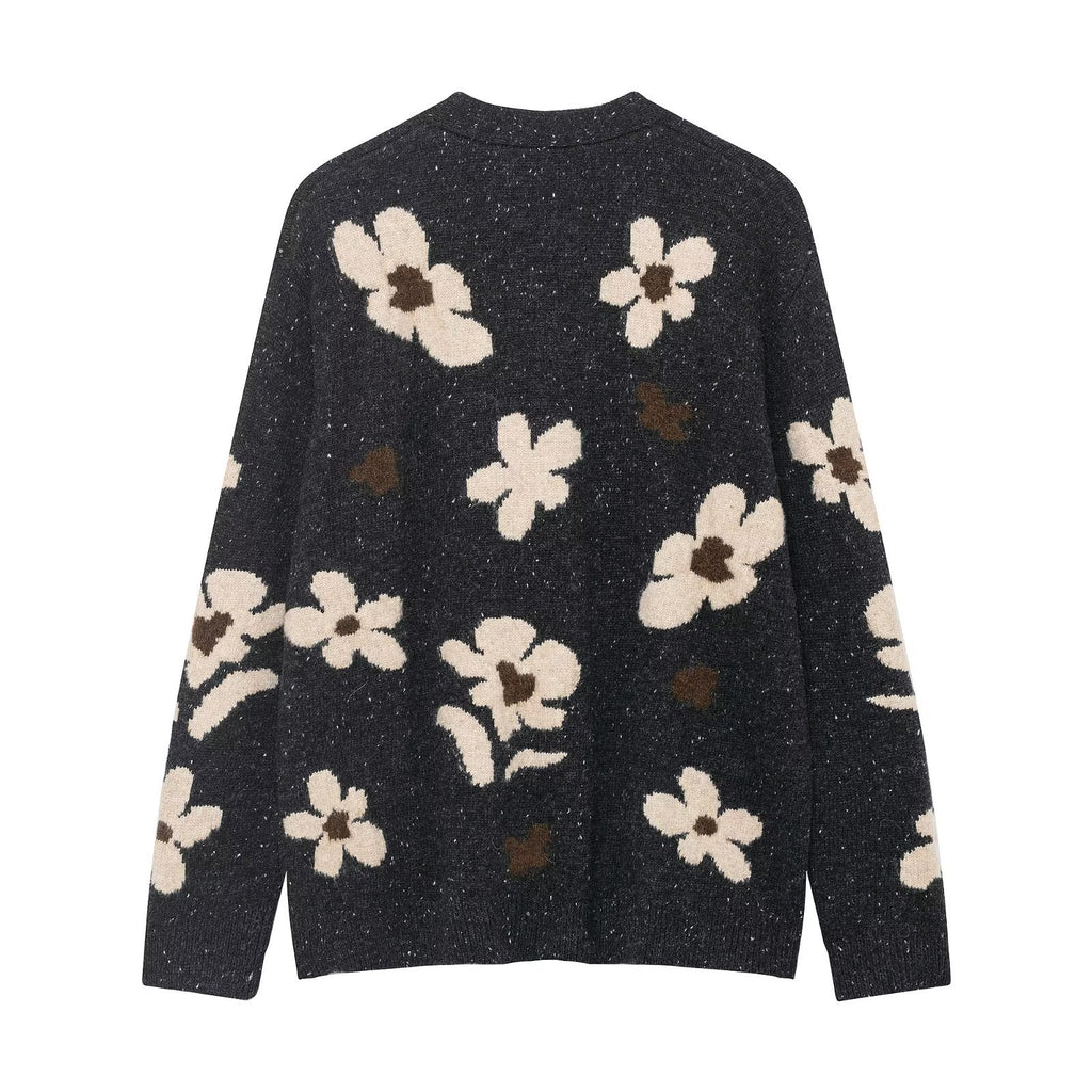 FLORA Flower Jacquard Knit Jacket