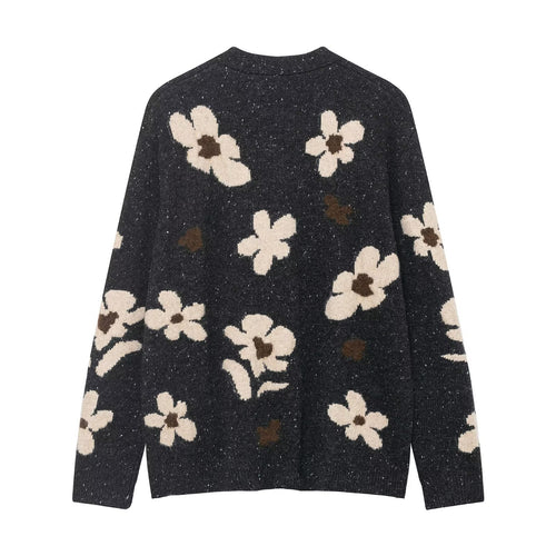 FLORA Flower Jacquard Knit Jacket