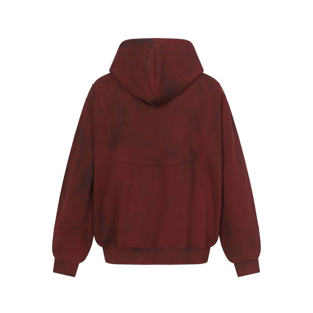 GRUNGE Blood Red Washed Zip-Up Hoodie