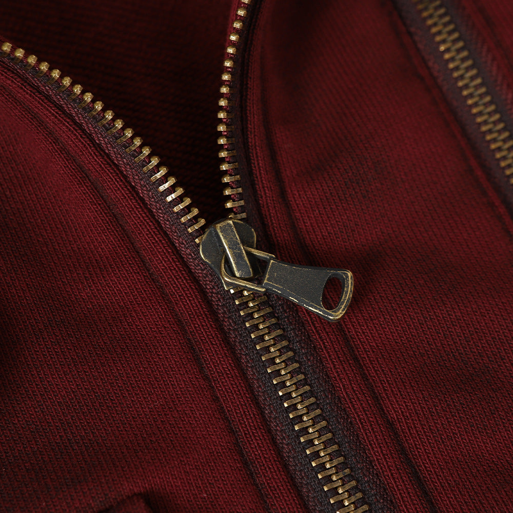 GRUNGE Blood Red Washed Zip-Up Hoodie