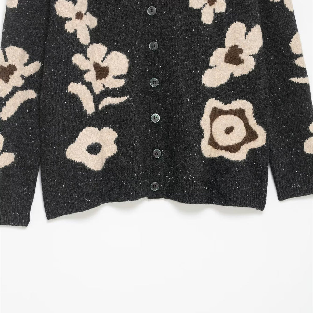 FLORA Flower Jacquard Knit Jacket