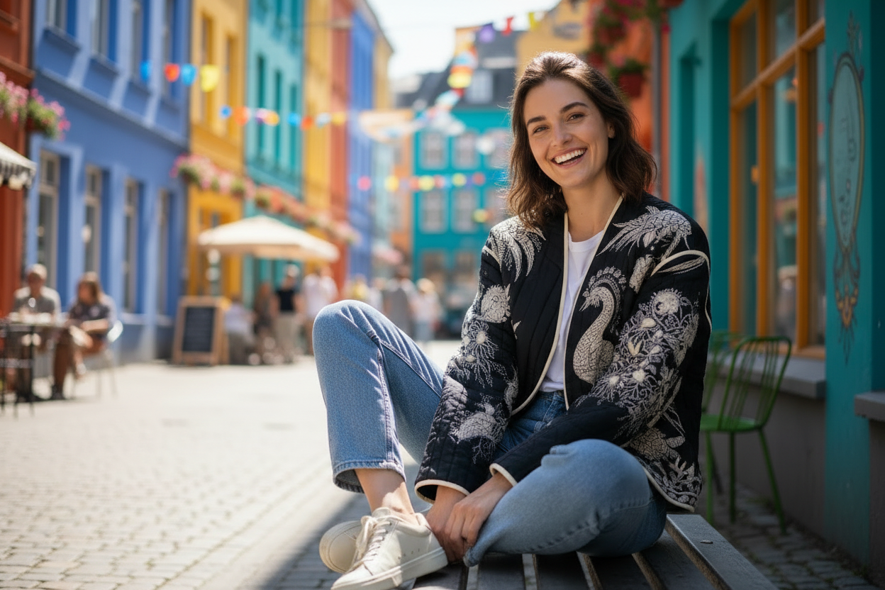 IRIS Street Quilted Jacket - close up pose